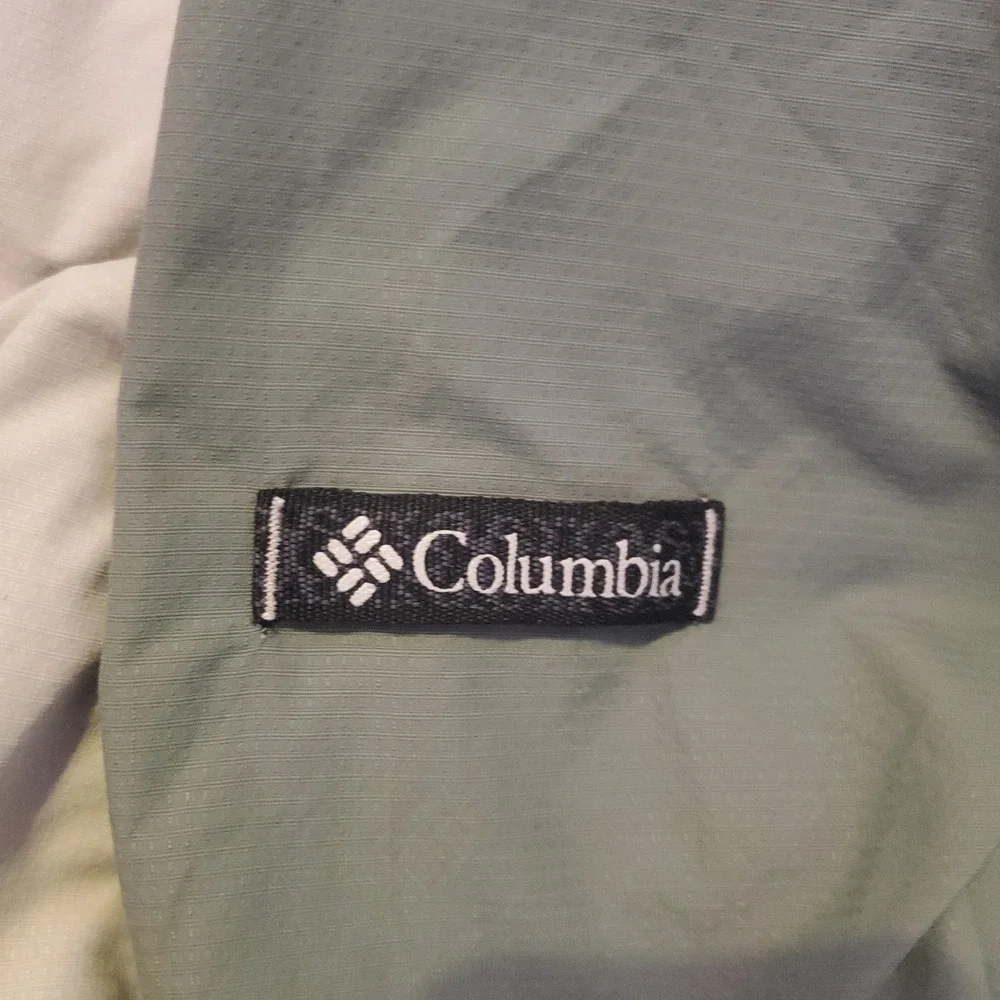 Columbia Mens Packable Windbreaker Jacket Grey Green Full Zip Large Mesh Lined